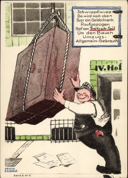 Artist PC Lüdke, E., Berlin Tempelhof, rope and cable works F. Troitzsch, safe, move