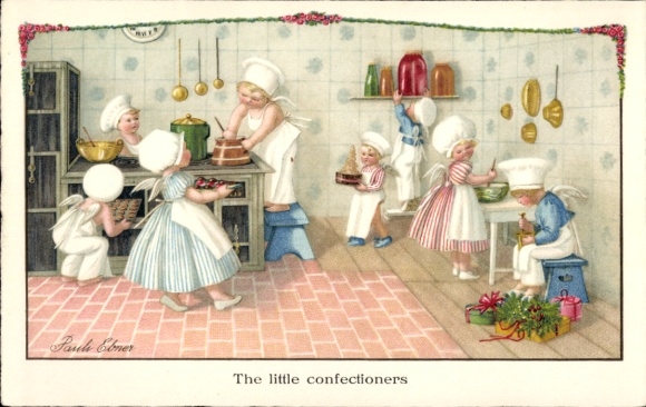 Artist Postcard Ebner, P., Congratulations, Angel in the Kitchen, Cooks