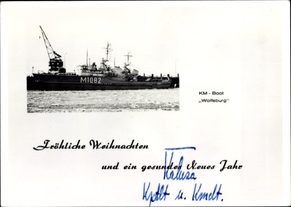 Photo Happy New Year, German Warship, KM Boot Wolfsburg, German Navy