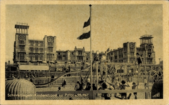 PC Scheveningen The Hague South Holland, children's beach, Palace Hotel, autograph Herms Niel