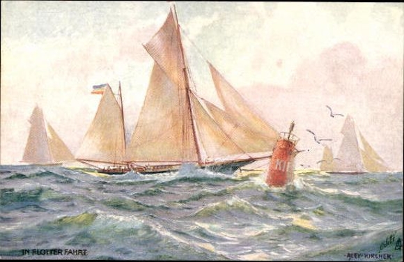 6 artists' PCs in an envelope: Kiel Week by Alex Kircher, Oilette series