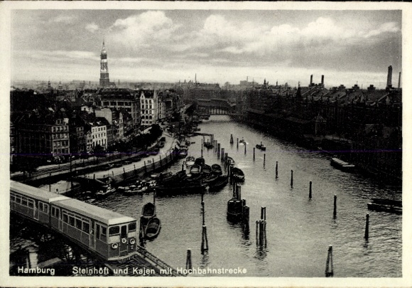 Hamburg Mitte Neustadt, Steinhöft and Kajen with elevated railway line