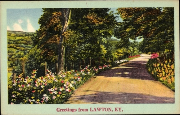 Postcard Lawton Oklahoma USA, path, flowers