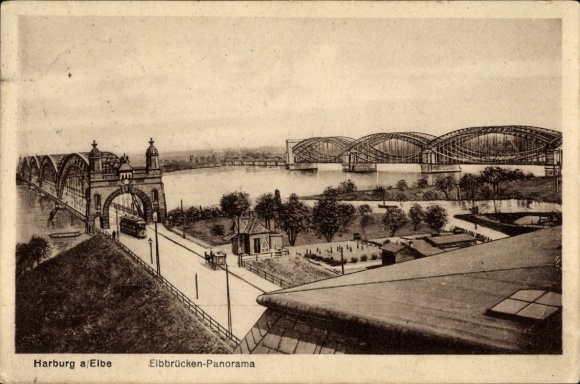 Hamburg Harburg, Elbbrücken Panorama, tram