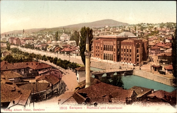 Sarajevo, Bosnia and Herzegovina, City Hall, Appelqual, River, Cityscape