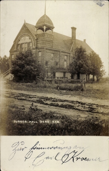 Photo Postcard Bern Kansas USA, Turner Hall