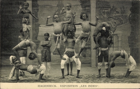 Postcard Hamburg Eimsbüttel Stellingen, Hagenbeck's Zoo, Indian artists