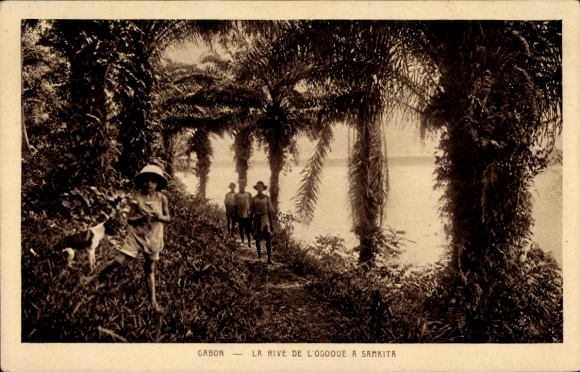 Postcard Gabon Gabon, La Rive de l'Ogooue a Samkita