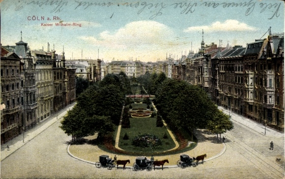 Cologne, Cologne on the Rhine, Kaiser Wilhelm Ring, park, horse-drawn carriage