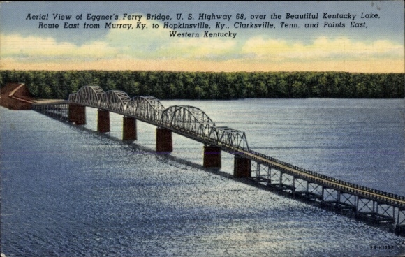 Postcard Kentucky USA, Eggners Ferry Bridge, aerial photo