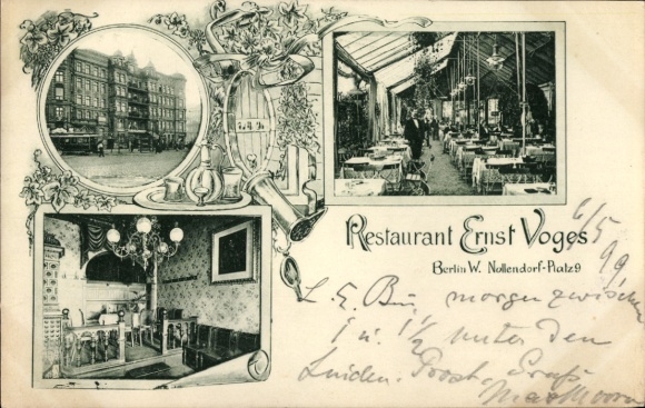 Postcard Berlin Schöneberg, Restaurant Ernst Voges, Nollendorfplatz 9