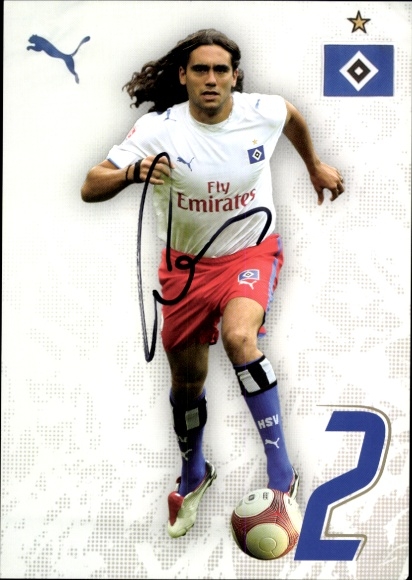 Trading card of football player Juan Pablo Sorin, Hamburger SV, autographed