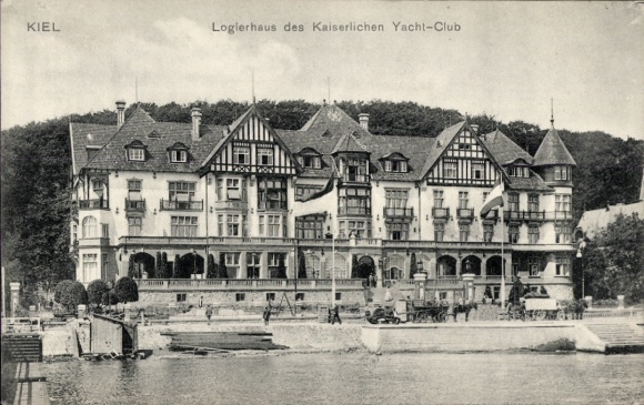 Postcard Kiel, lodging house of the Imperial Yacht Club, architecture
