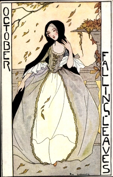 Artist Postcard Cramer, Rie, October, Allegory, Falling Leaves