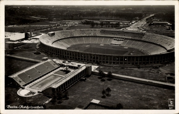 Postcard Berlin Charlottenburg Westend, Reichssportfeld, aerial photograph, Klinke 13567