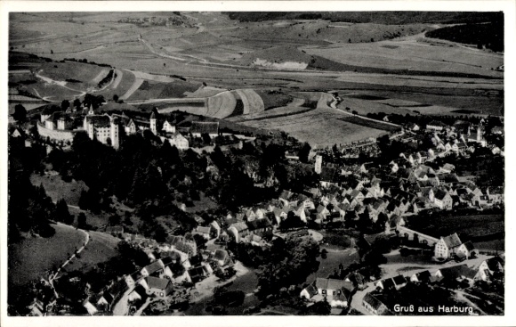 Hamburg Harburg, aerial view of castle, houses, fields