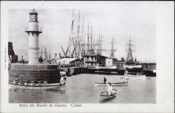 Postcard Callao, Peru, Reloj del Muelle de Guerra