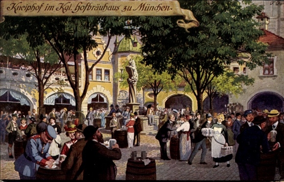Artist Postcard Quidenus, F., Munich Bavaria, Kneiphof in the Royal Hofbräuhaus