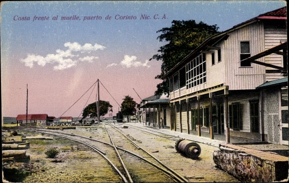 Postcard Nicaragua, Pier front coast, Corinth harbor, Hafenszene