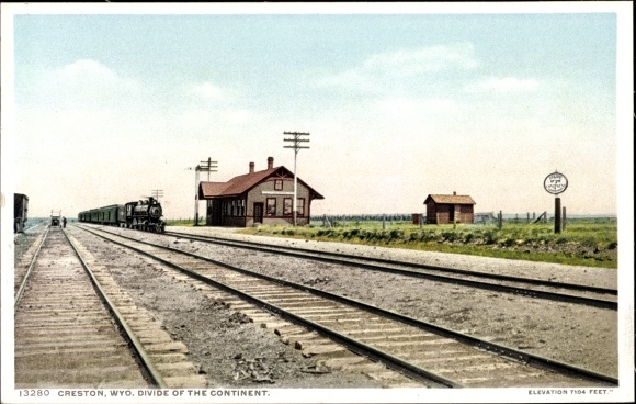 Postcard Creston Wyoming USA, division of the continent