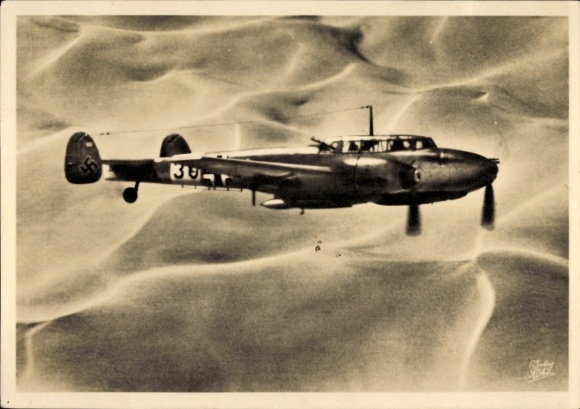 Picture German Air Force, Messerschmitt Me 110 destroyer over the Libyan coast