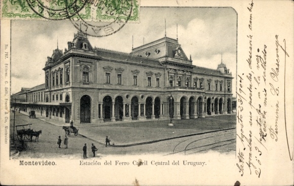 Postcard Montevideo Uruguay, train station
