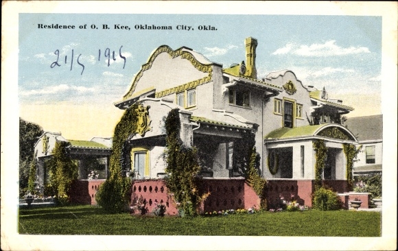 Postcard Oklahoma City Oklahoma USA, residence of OB Kee