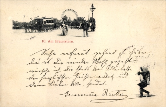 Vienna 2 Leopoldstadt, Praterstern, Nordbahnhof, Tegetthoffdenkmal, Pferdebahn, Riesenrad, Mens