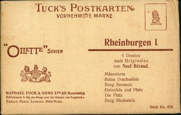 6 artists AK in envelope Rheinbergen I. by Noel Beraud, Oilette series