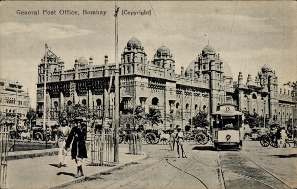 Postcard Mumbai Bombay India, General Post Office, , Copyright