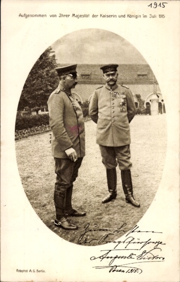 Passepartout PC of Kaiser Wilhelm II, Field Marshal Paul von Hindenburg, Posen 1915