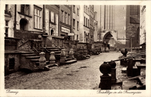 Postcard Gdańsk Danzig, Beischlage in Frauengasse, street view, building