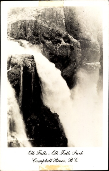 Postcard Campbell River British Columbia, Elk Falls in Elk Park