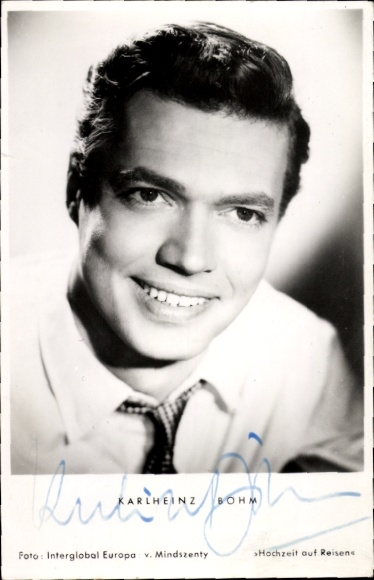 Actor Karlheinz Böhm, portrait, wedding on a trip, autograph