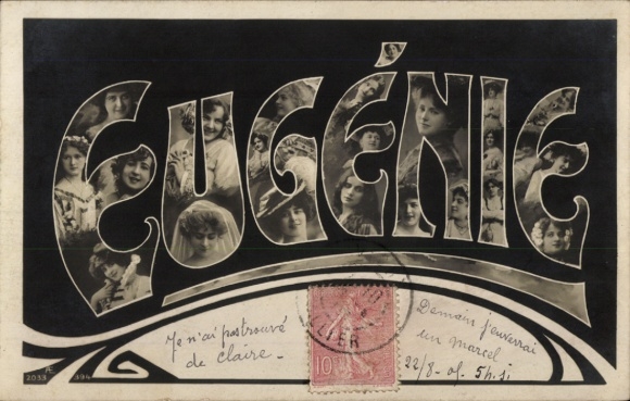 Letters Ak, first name Eugenie, women's portraits