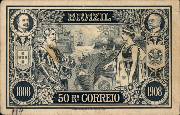 Postcard Brazil, 50 Reais Correio, Don Carlos de Portugal, Alfonso Penna