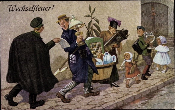 Artist PC Thiele, Arthur, tax sources, alternating fire, family with furniture, official