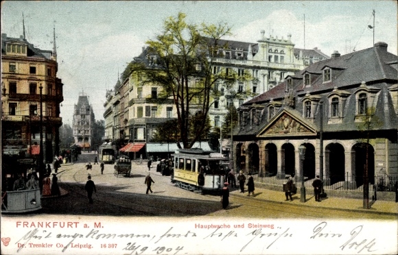 Frankfurt am Main, Hauptwache, Steinweg, tram, trees, buildings
