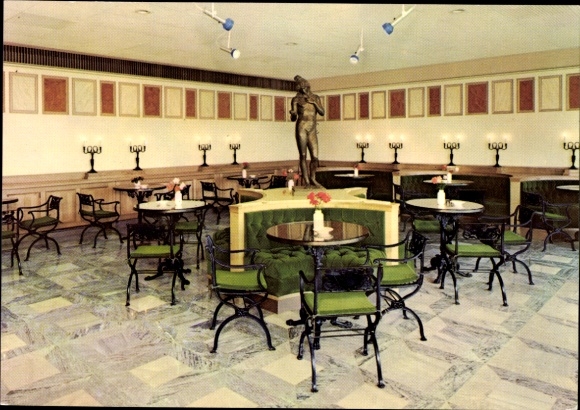 Postcard Berlin, The Palace of the Republic, Wine Bar, Interior View, Statue