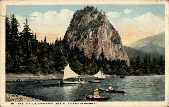 PC Vancouver Washington USA, Castle Rock, seen from the Columbia River Highway