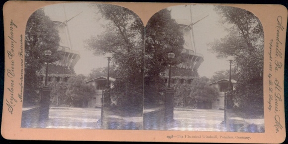 Stereo photo Potsdam Sanssouci, historic windmill, Keystone View Company