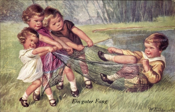 Artist Postcard Fialkowska, Wally, A Good Catch