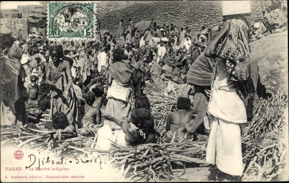 Postcard Harar Ethiopia, Indigenous Market, Marketplace, Timber Merchant
