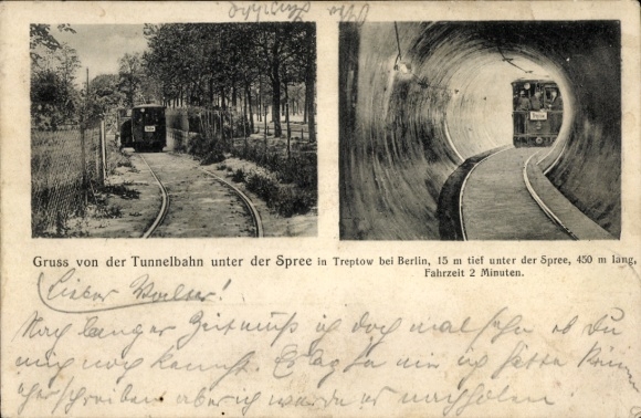 Berlin Treptow station, tunnel railway under the Spree River
