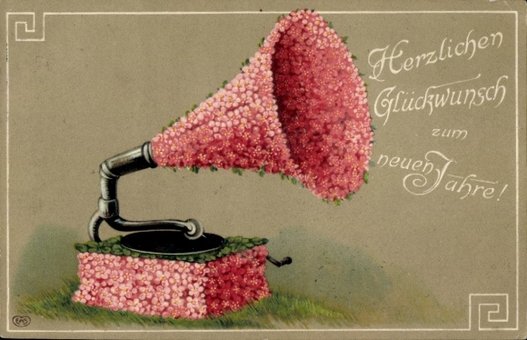 Coinage Happy New Year, Gramophone made of flowers