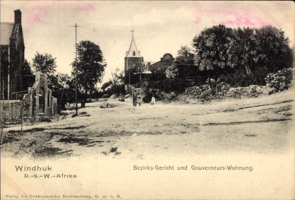 Postcard Windhoek Windhuk Namibia German South West Africa, District Court, Governor's Residence