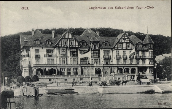 Postcard Kiel, Imperial Yacht Club, lodging house