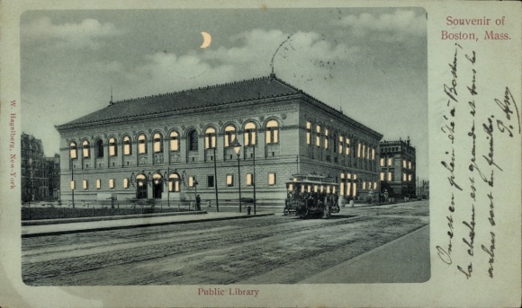 Hold against the light, moonlight, Boston, Massachusetts, USA Public Library