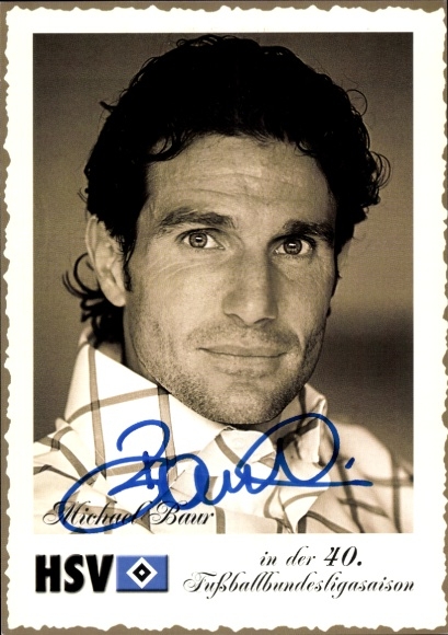 Autographed card of footballer Michael Baur, Hamburger SV, autograph