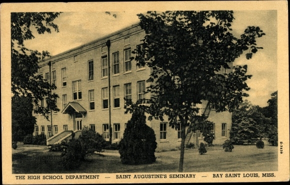 Postcard Bay Saint Louis Mississippi USA, High School Department, Saint Augustines Seminary